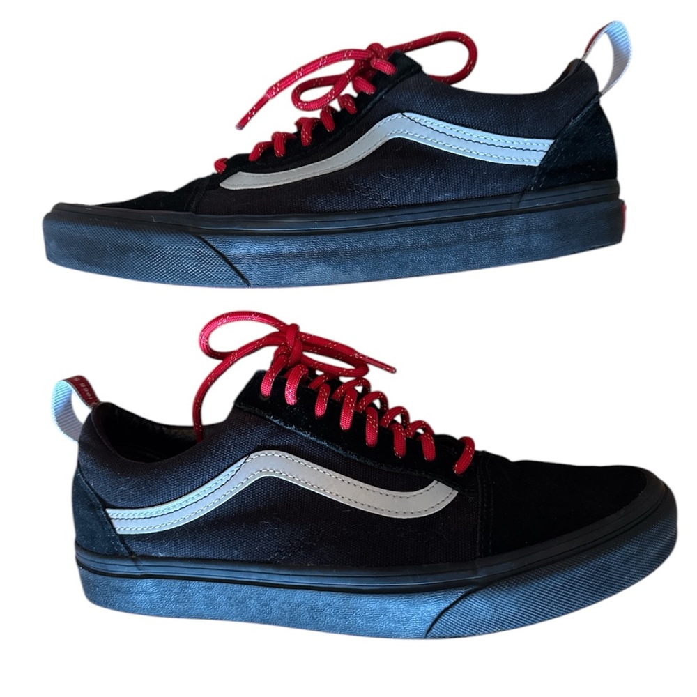Men’s Size 8.5 - VANS Old Skool OTW Webbing - Black Reflective Red Laces